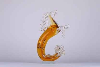 Elegant Horse Crystal Mermaid Pony Home Decor Piece - Yellow