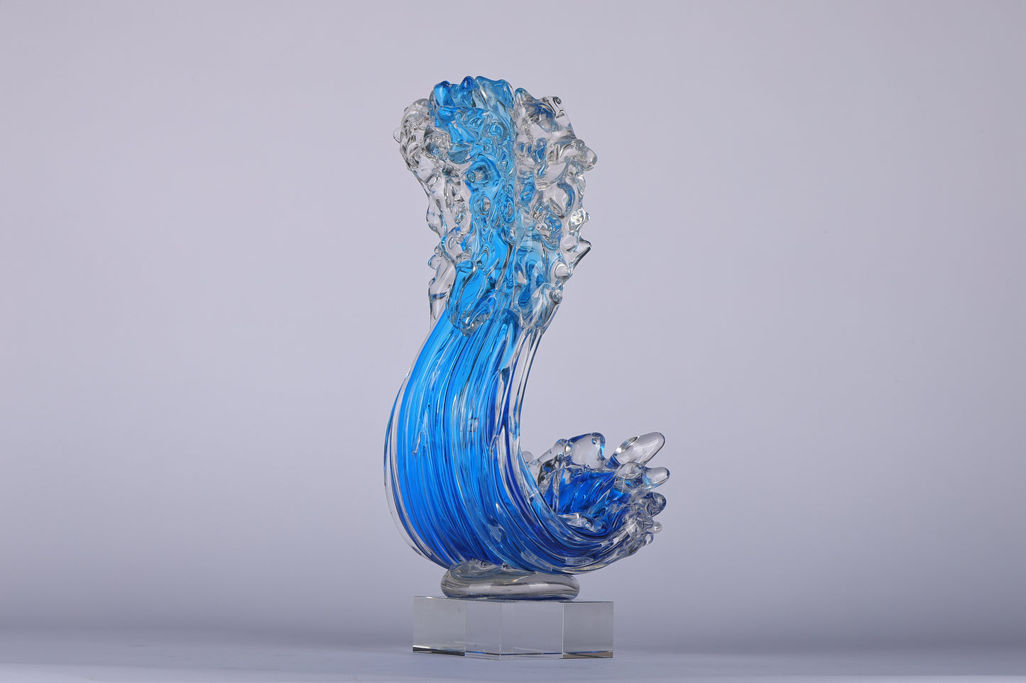 Modern Extract Blue Ocean Wave Crystal Glass - Blue