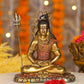 6" Shiva Samadhi Meditation statue with Trishul in Antique Finish golden red | Ideal for temple or showpiece