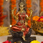 8" Laxmi Sitting Antique Finish golden red statue on lotus | Ideal for temple or showpiece
