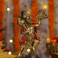 9" Hanuman Pawansut Mahabali standing Antique Finish golden red statue statue with Parvat | Ideal for temple or showpiece