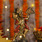 9" Hanuman Pawansut Mahabali standing Antique Finish golden red statue statue with Parvat | Ideal for temple or showpiece