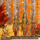 9" Ram Darbaar Antique Finish golden red statue - Shree Ram Ma Sita Laxman And Hanuman Darbar Idol for home temple