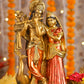 16" Radha Krishna with Bansuri standing Antique Finish statue Gold and red | Ideal for temple or showpiece