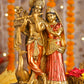 16" Radha Krishna with Bansuri standing Antique Finish statue Gold and red | Ideal for temple or showpiece