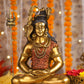 16" Shiva Samadhi Meditation statue with Trishul in  golden red Antique Finish| Ideal for temple or showpiece