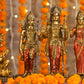 12" Ram Darbaar Antique Finish golden red statue - Shree Ram Ma Sita Laxman And Hanuman Darbar Idol for home temple