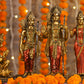 14" Ram Darbaar Antique Finish golden red statue - Shree Ram Ma Sita Laxman And Hanuman Darbar Idol for home temple