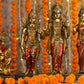 14" Ram Darbaar Antique Finish golden red statue - Shree Ram Ma Sita Laxman And Hanuman Darbar Idol for home temple