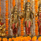 14" Ram Darbaar Antique Finish golden red statue - Shree Ram Ma Sita Laxman And Hanuman Darbar Idol for home temple