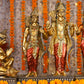 23" Ram Darbaar Antique Finish golden red statue - Shree Ram Ma Sita Laxman And Hanuman Darbar Idol for home temple
