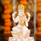 5" Laxmi Sitting Marble statue on lotus with gold tone | Ideal for temple or showpiece