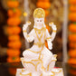 5" Laxmi Sitting Marble statue on lotus with gold tone | Ideal for temple or showpiece