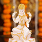 5" Laxmi Sitting Marble statue on lotus with gold tone | Ideal for temple or showpiece