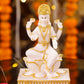 5" Laxmi Sitting Marble statue on lotus with gold tone | Ideal for temple or showpiece