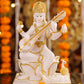 8" Saraswati Sitting Gold toned Marble statue on lotus with Veena | Ideal for temple or showpiece