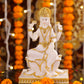 8" Laxmi Sitting Marble statue on lotus with gold tone | Ideal for temple or showpiece