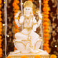 10" Laxmi Sitting Marble statue on lotus with gold tone | Ideal for temple or showpiece