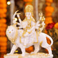 6" Maa Sherawali Jagdambe Durga Ji Marble statue with Gold tone| Ideal for temple or showpiece