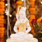 6" Shiva Samadhi Meditation statue with Trishul in White marble with gold tone | Ideal for temple or showpiece