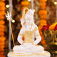 6" Shiva Samadhi Meditation statue with Trishul in White marble with gold tone | Ideal for temple or showpiece