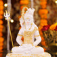 6" Shiva Samadhi Meditation statue with Trishul in White marble with gold tone | Ideal for temple or showpiece