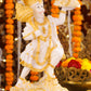 11" Hanuman Pawansut Mahabali standing Marble statue with Parvat | Ideal for temple or showpiece