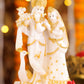 8" Radha Krishna with Bansuri standing white Marble statue Gold tone | Ideal for temple or showpiece