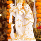 8" Radha Krishna with Bansuri standing white Marble statue Gold tone | Ideal for temple or showpiece