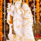 16" Radha Krishna with Bansuri standing white Marble statue Gold tone | Ideal for temple or showpiece