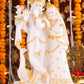 16" Radha Krishna with Bansuri standing white Marble statue Gold tone | Ideal for temple or showpiece