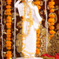 18" Standing Krishna with Bansuri - White Decorative Marble statue with Gold tone | Ideal for temple or showpiece