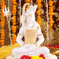 16" Shiva Samadhi Meditation statue with Trishul in White marble with gold tone | Ideal for temple or showpiece