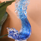 Modern Extract Blue Ocean Wave Crystal Glass - Blue