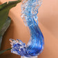 Modern Extract Blue Ocean Wave Crystal Glass - Blue