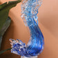 Modern Extract Blue Ocean Wave Crystal Glass - Blue