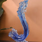 Modern Extract Blue Ocean Wave Crystal Glass - Blue