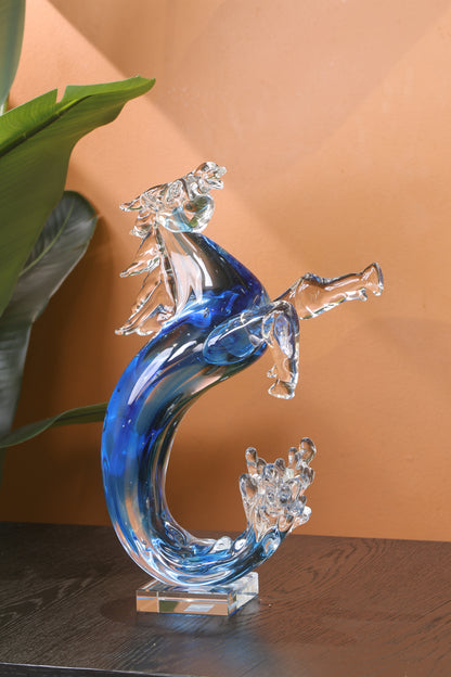 Elegant Horse Crystal Mermaid Pony Home Decor Piece - Blue