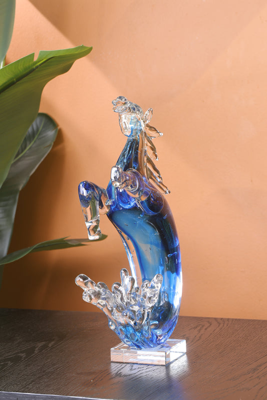 Elegant Horse Crystal Mermaid Pony Home Decor Piece - Blue