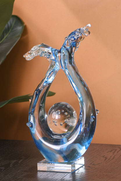 Modern Extract Blue Ocean Wave Crystal Ball - Blue