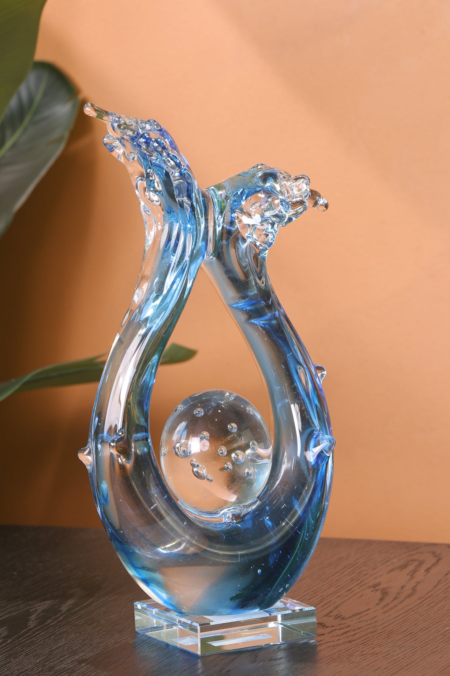 Modern Extract Blue Ocean Wave Crystal Ball - Blue