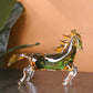 Stunning Crystal Sculpture Running Horse Statue Home Decor Accent - Green