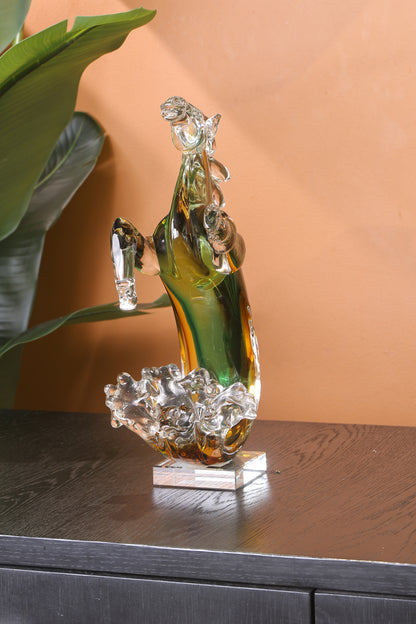 Elegant Horse Crystal Mermaid Pony Home Decor Piece - Green