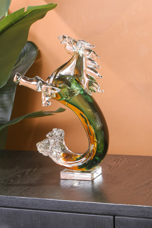 Elegant Horse Crystal Mermaid Pony Home Decor Piece - Green