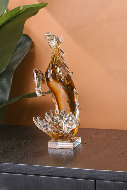 Elegant Horse Crystal Mermaid Pony Home Decor Piece - Yellow