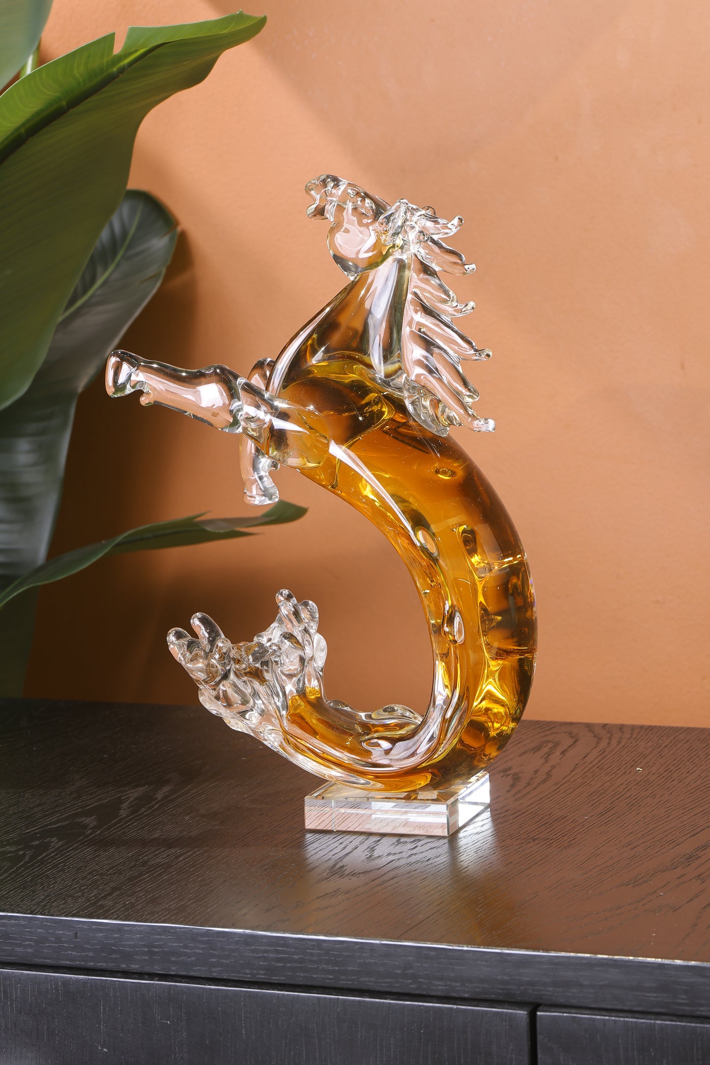 Elegant Horse Crystal Mermaid Pony Home Decor Piece - Yellow