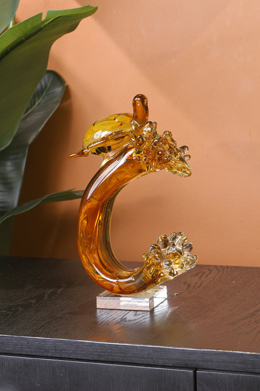 Turtle of the Tides Crystal Sculpture Home Decor Goodluck Figurine - Orange