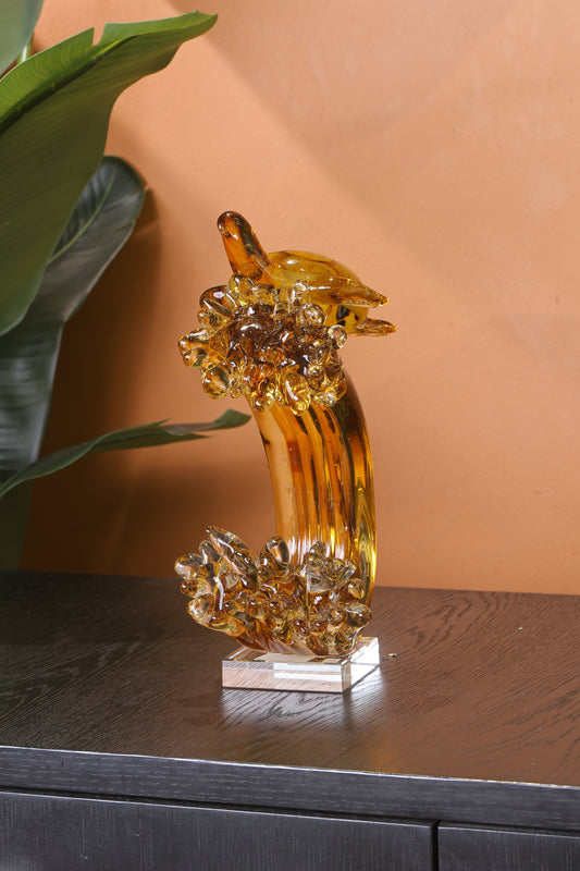 Turtle of the Tides Crystal Sculpture Home Decor Goodluck Figurine - Orange