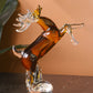 Majestic Crystal Sculpture Rearing Reindeer Statue Home Decor Accent - Orange