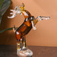 Majestic Crystal Sculpture Rearing Reindeer Statue Home Decor Accent - Orange